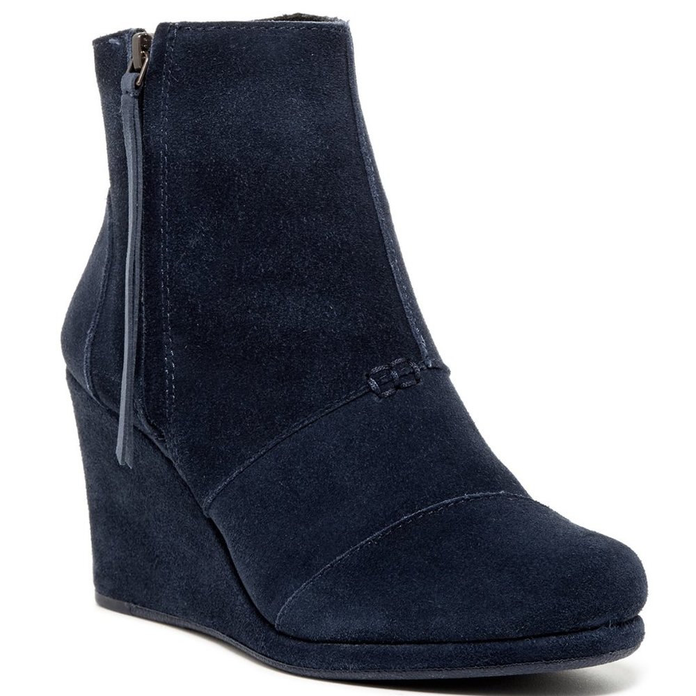 TOMS Desert Wedge High Booties- Black
